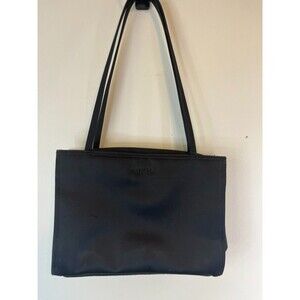 Vintage Esprit De Corp Black Genuine Leather Shoulder Mini Bag Purse Logo Plaque